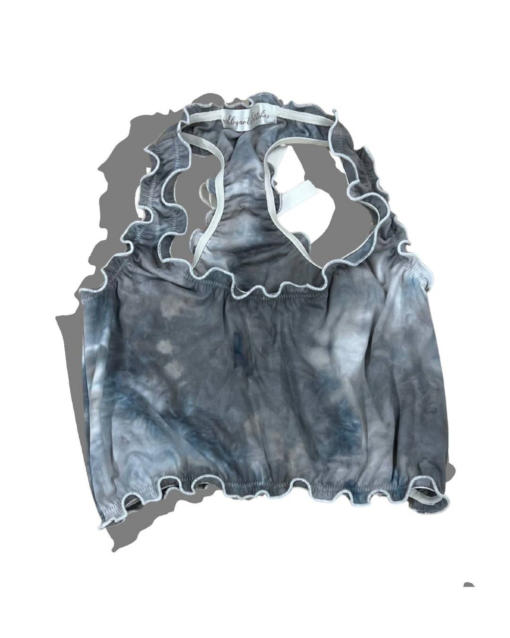 Midnight Marble Ruffle Crop Pajama Top