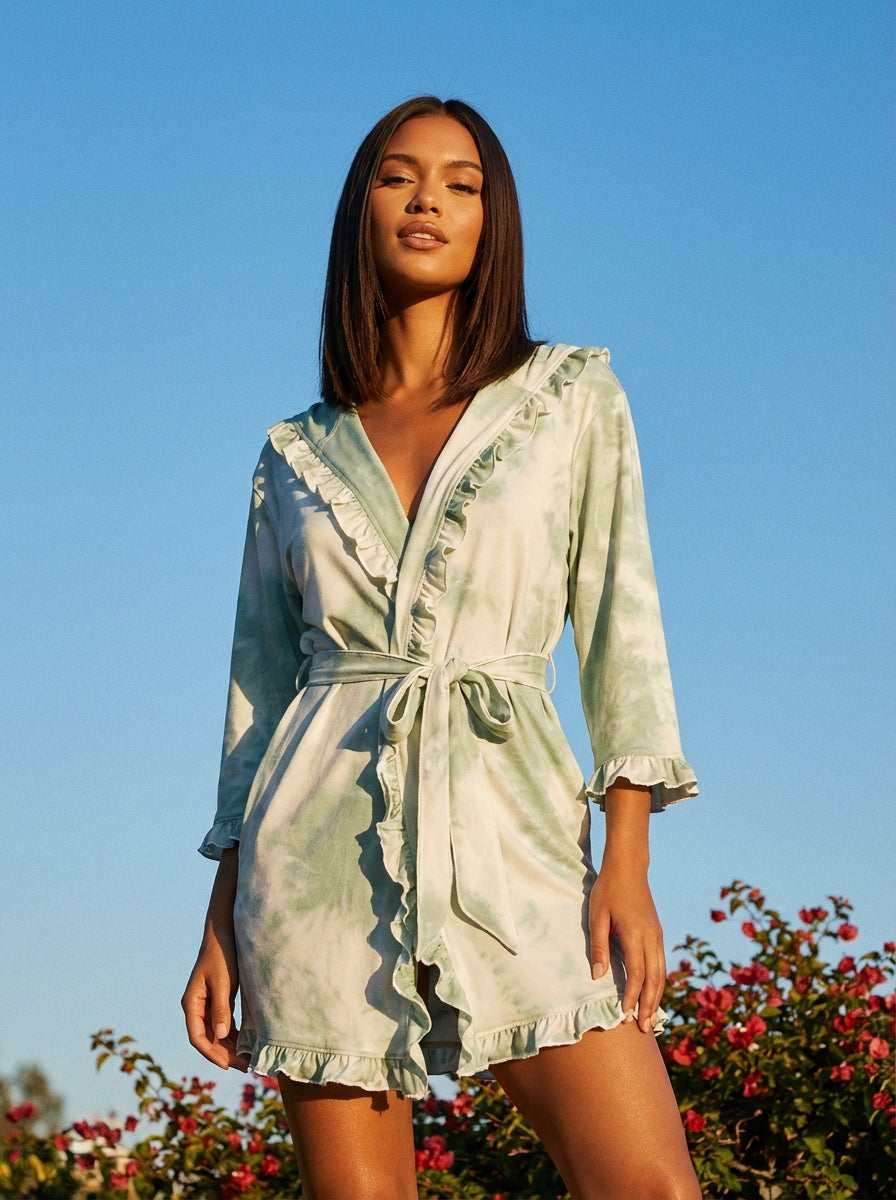 Sage Sorbet Ruffle Robe